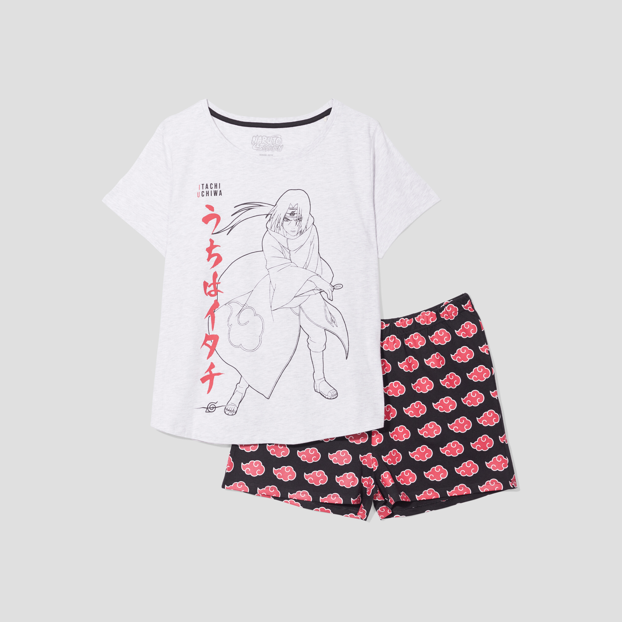 Ensemble pyjama short 2 pièces Naruto gris clair femme | La Halle