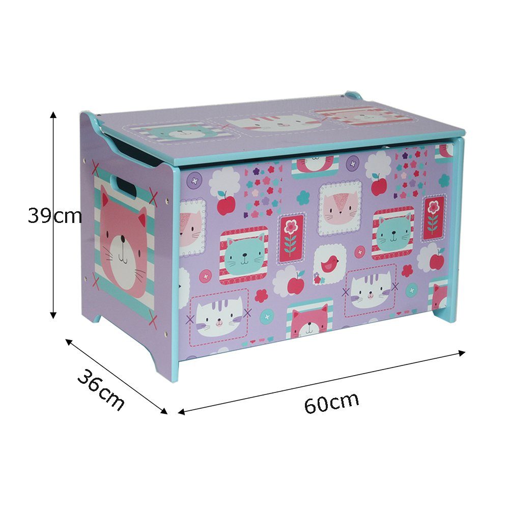style home Spielzeugtruhe, Kindersitztruhe Aufbewahrungsbox Spielzeugkiste Holz 60x36x39 cm Lila