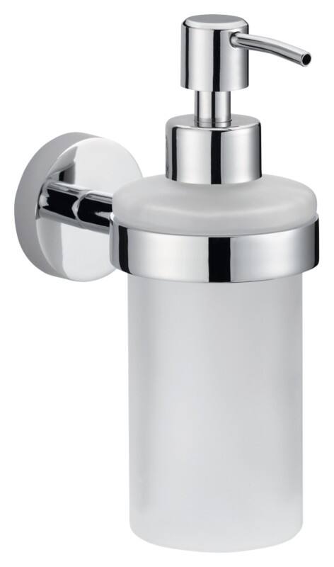 tesa Smooz Seifenspender Chrom, Metall, Milchglas Silber, Weiß