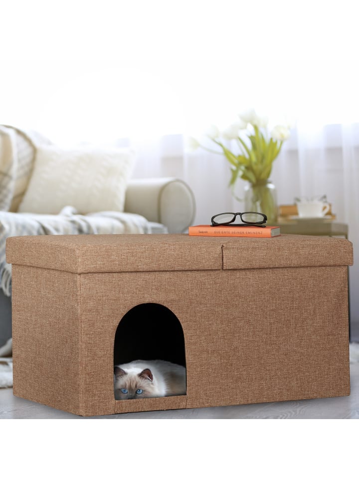 relaxdays Katzenhöhle in Hellbraun - (B)74,5 x (H)38,5 x (T)37 cm günstig kaufen onesize