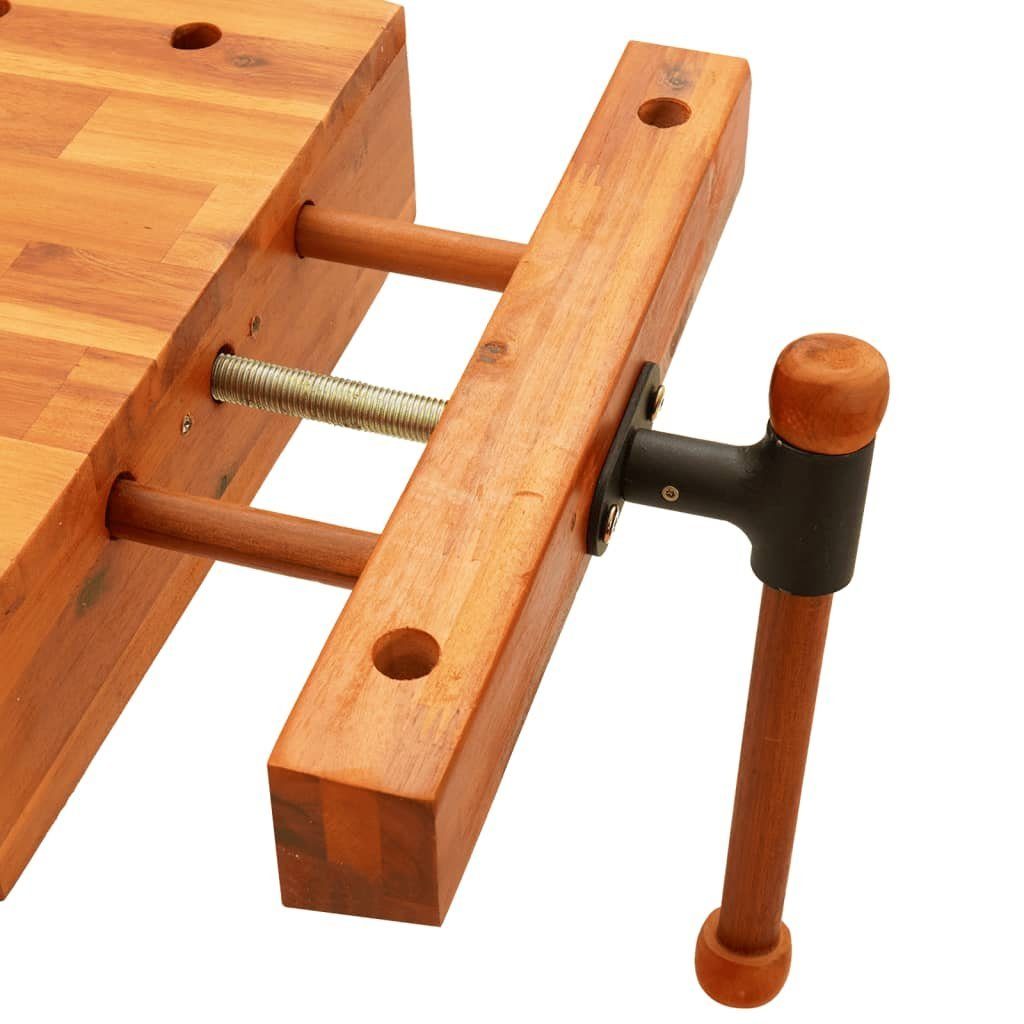 vidaXL Werkbank Werkbankplatte mit Schraubstock 52x44x9,5 cm Massivholz Akazie, (1-tlg)