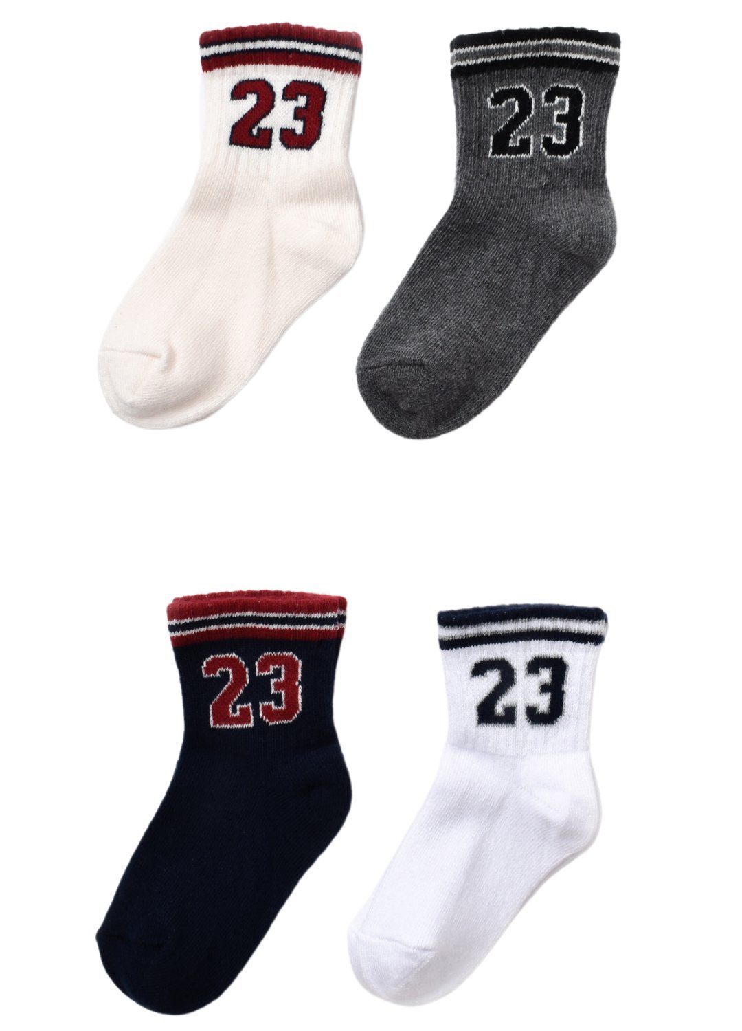 biorganic Socken Baby Kinder Jungen Socken GOTS-zertifiziert 1-8 Jahre (21-36) Numbers (Set, 4-Paar, 4er-Pack) Design mit der Nummer 23