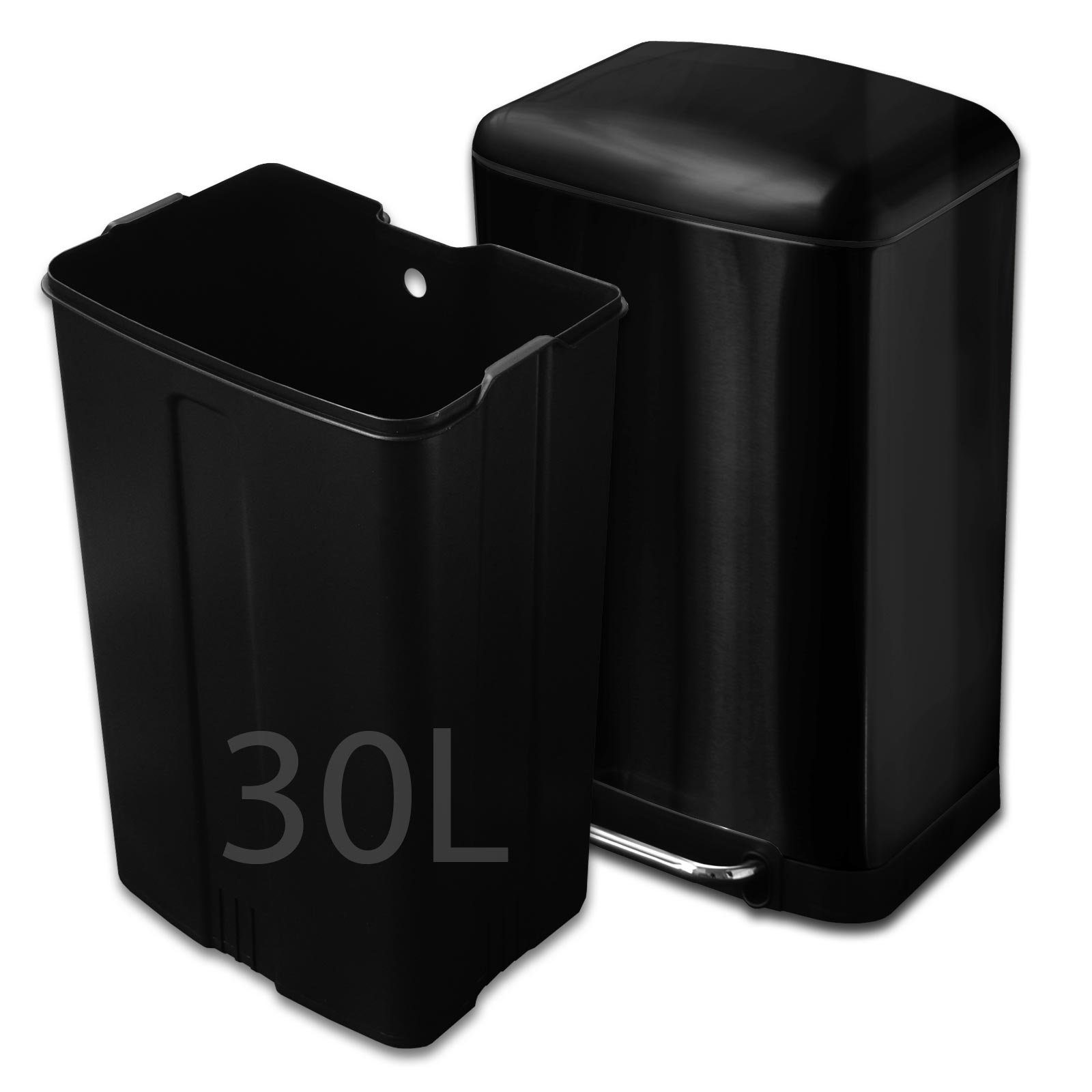 casa pura Mülleimer Cubo, Abfallbehälter aus Edelstahl, 2 Farben, 30 Liter
