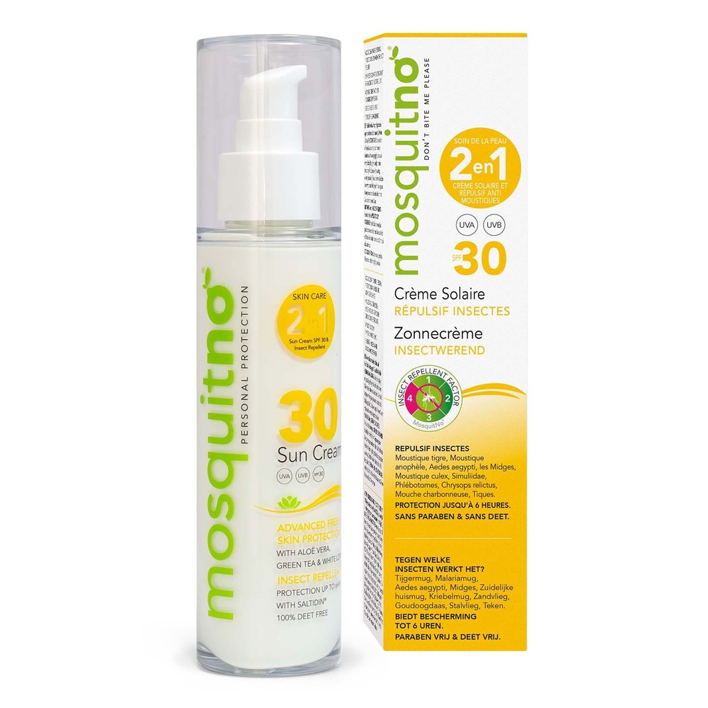 mosquitno Crème Solaire SP30 - 100 ML 2 en 1 solaire et antimoustique