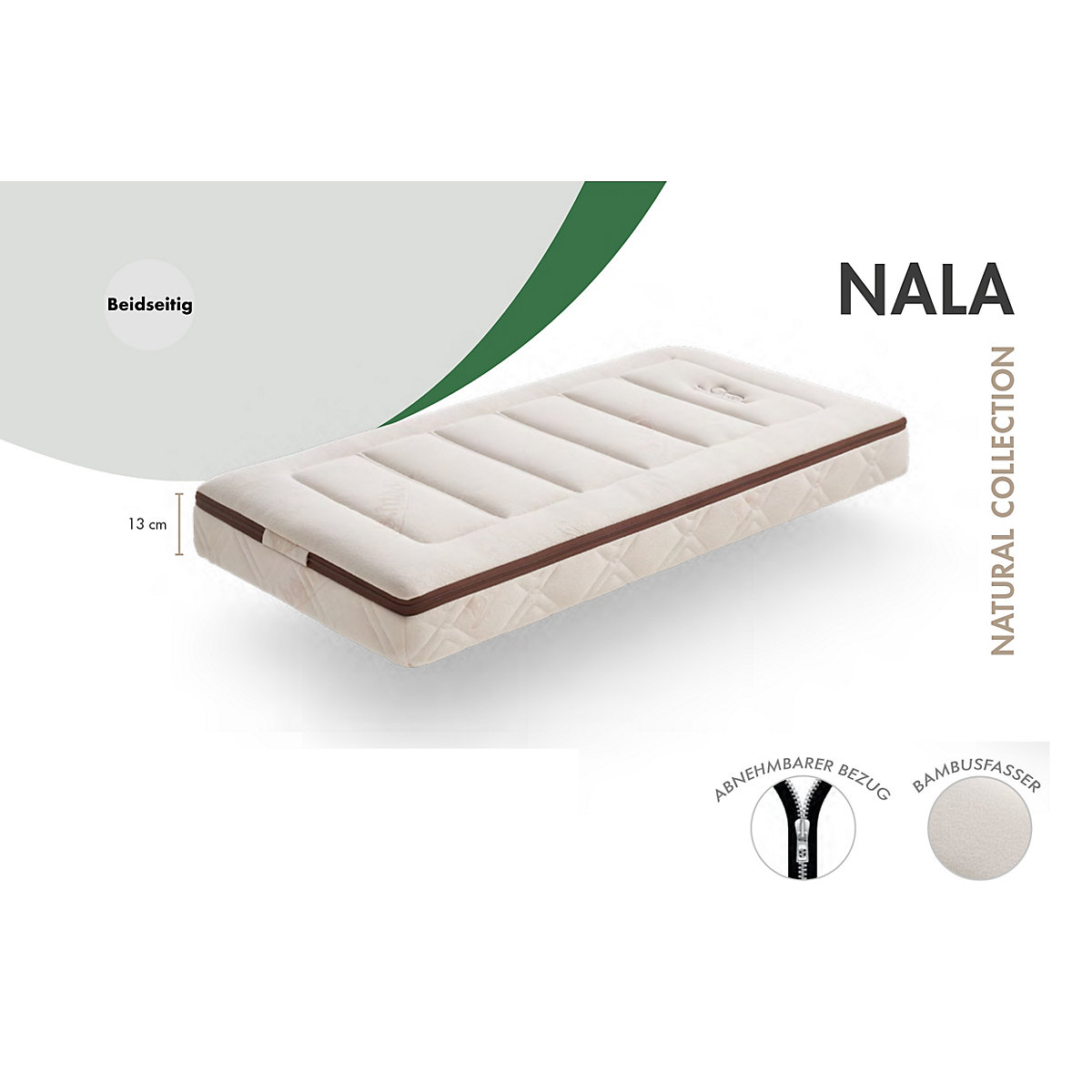 Babymatratze Nala, Kokosnussfaser, Atmungsaktiv, Bambusfasern, Naturlatex-Kern
