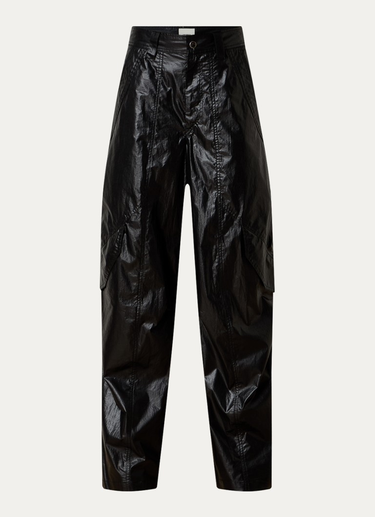 Pantaloni cargo a vita alta e gamba dritta Isabel Marant Divina in ecopelle