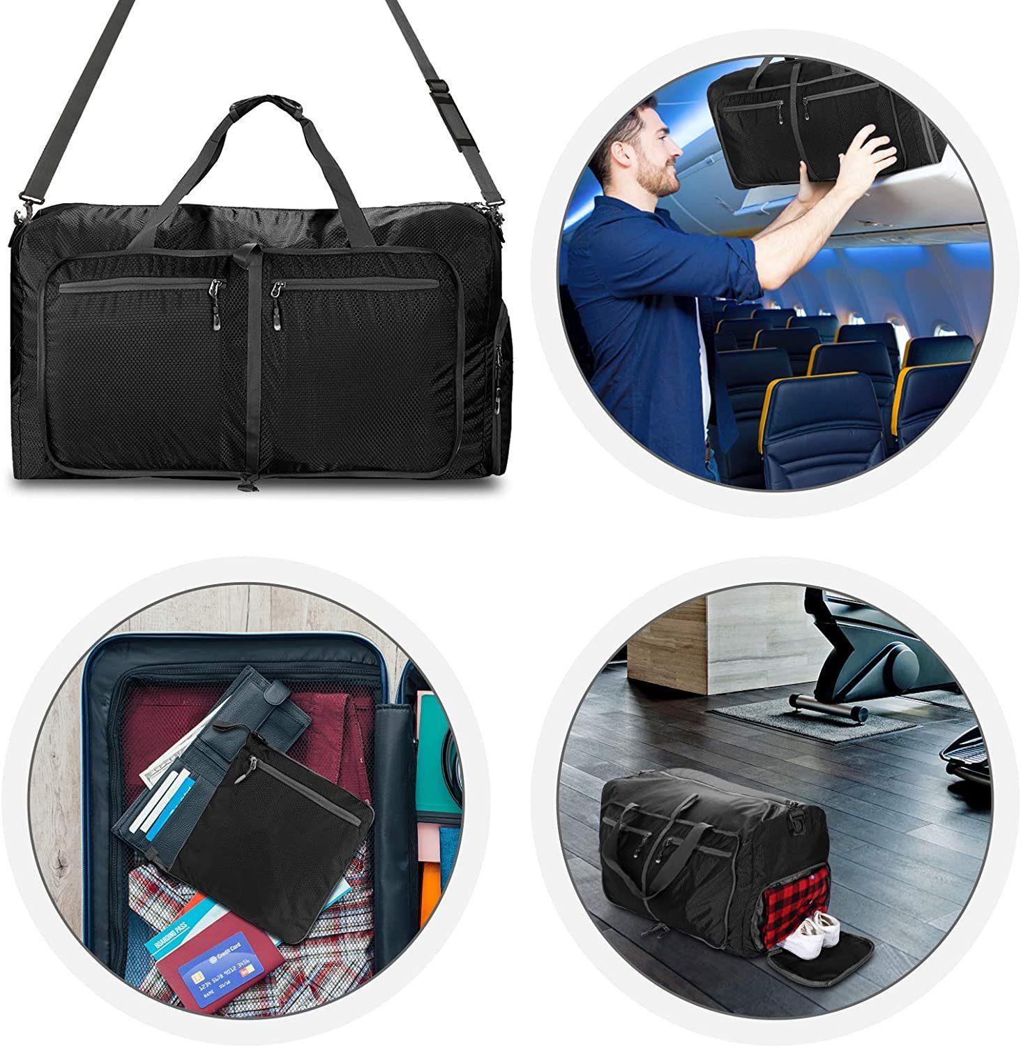 FeelGlad Reiserucksack Sporttaschen,Reisetasche Faltbar,Ryanair Handgepäck