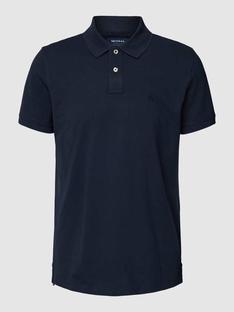 Poloshirt mit Logo-Stitching in dunkelblau