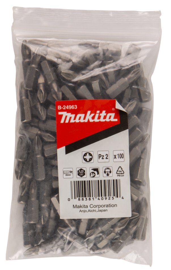Makita Tilbehør B-24963 Skruebit PZ2x25mm refill 100 stk.