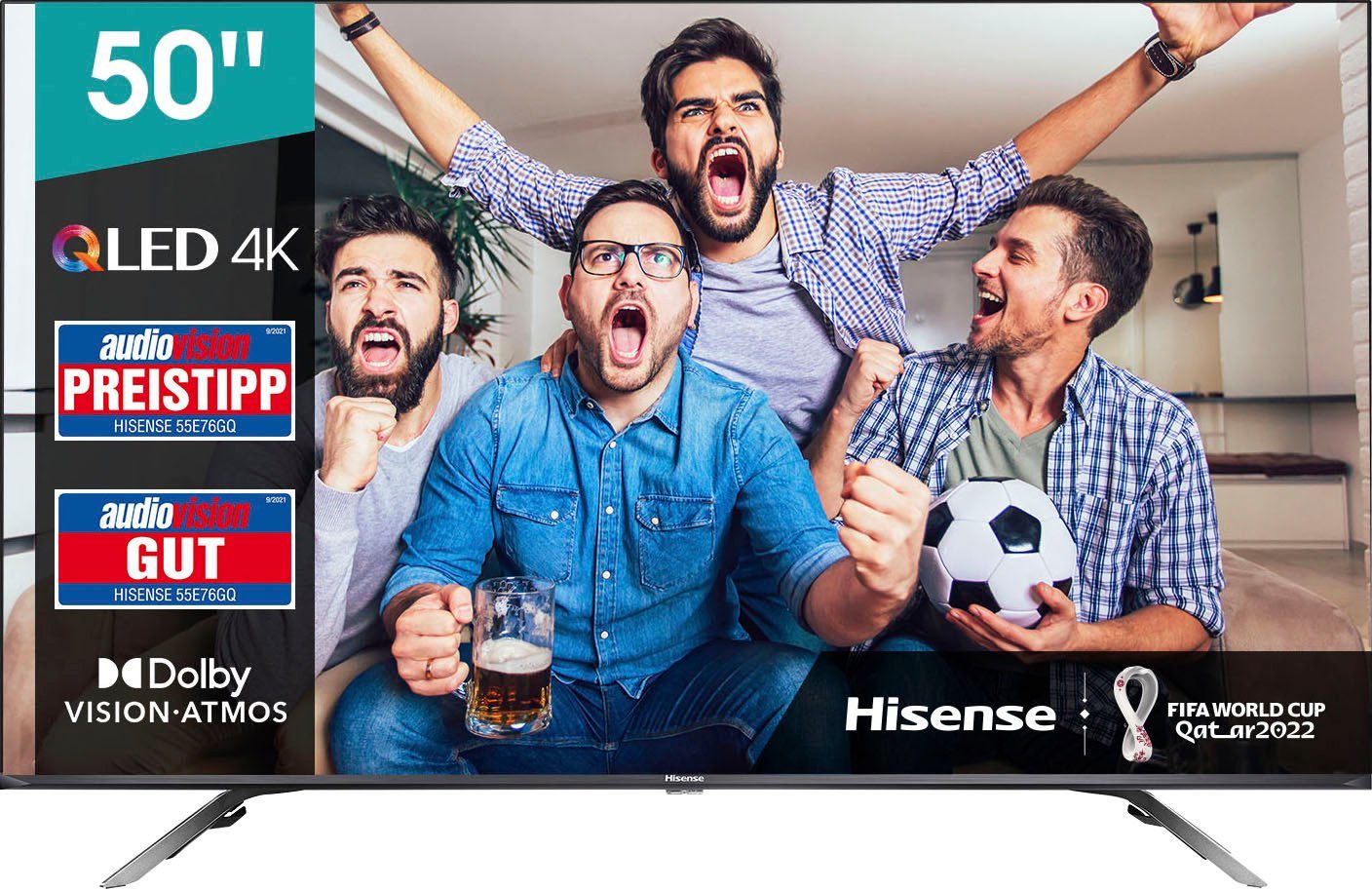 Hisense 50E76GQ QLED-Fernseher (126 cm/50 Zoll, 4K Ultra HD, Smart-TV, Quantum Dot, Dolby Vision & Atmos, USB Recording)