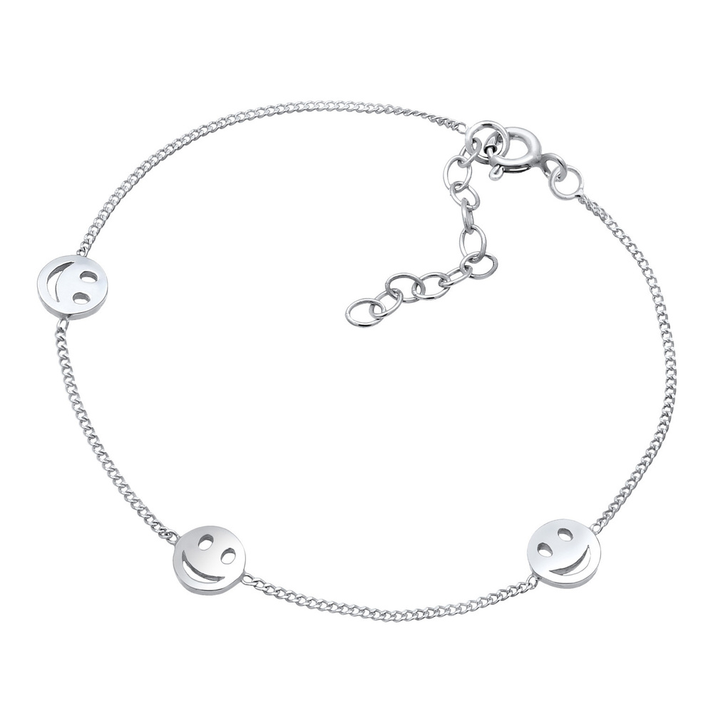 Elli Elli Bracelet Smile Emoji Pendentif Joyeux Bracelet Femme - Argent (925/1000) Bracelet