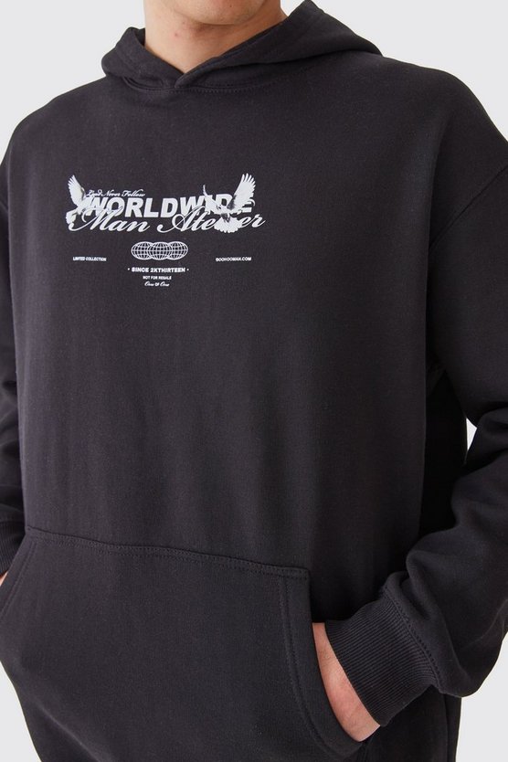 Oversize Hoodie mit Worldwide-Print