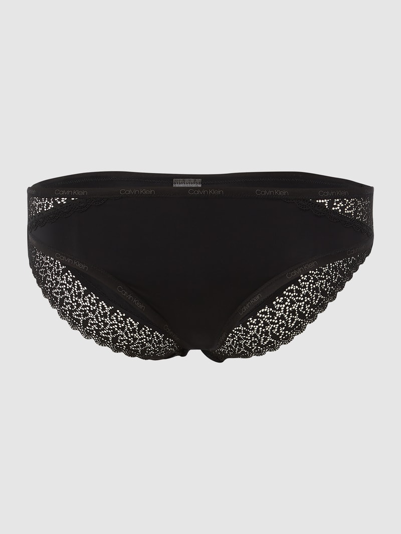 Slip mit Spitzenbesatz in schwarz