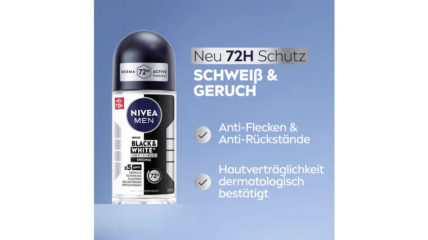 NIVEA MEN Deo Roll-On Black+White Invisible Original Anti-Transpirant 50 ml