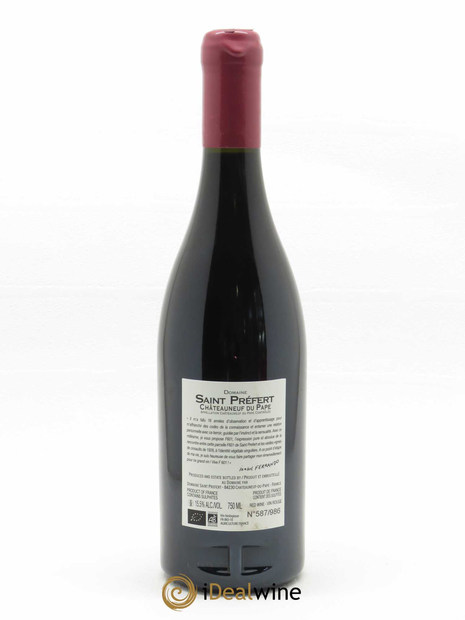 Châteauneuf-du-Pape F601 Domaine Saint-Préfert  2019 - Lot de 1 Bouteille