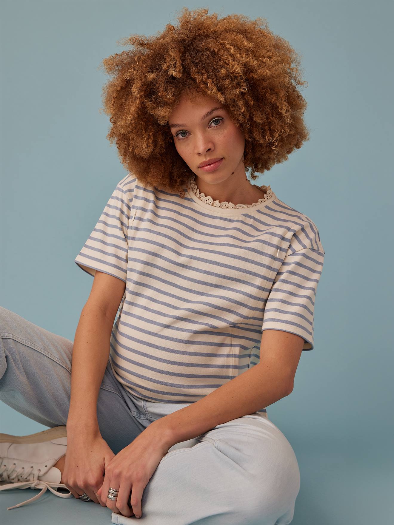 Envie de Fraise T-Shirt für Schwangerschaft & Stillzeit ENVIE DE FRAISE, Bio-Baumwolle - himmelblau