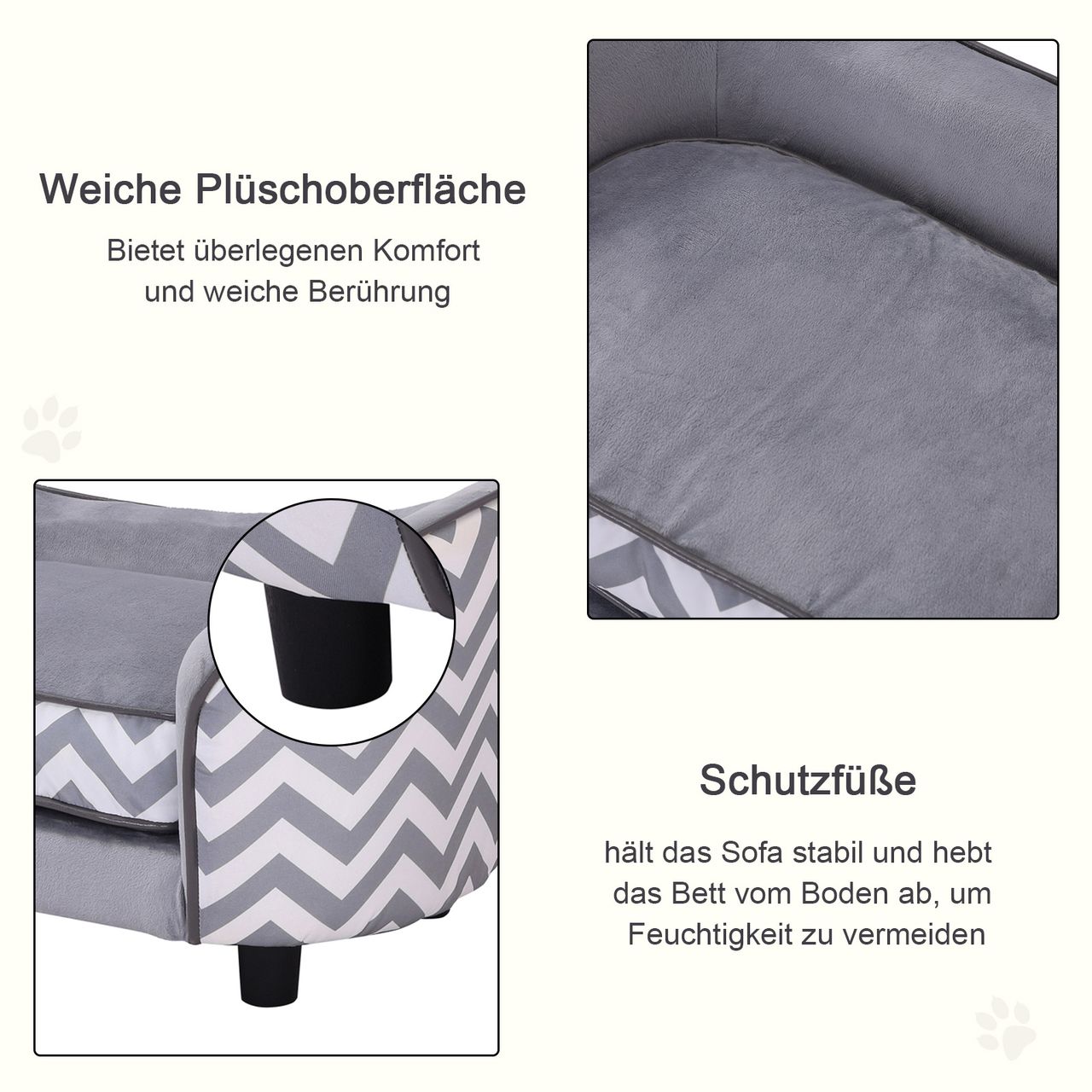 PawHut Haustiersofa Hundebett Hundecouch Hundesofa Hundematte Katze mit Kissen