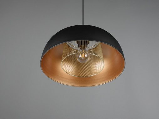meineWunschleuchte LED Pendelleuchte, Dimmfunktion, LED wechselbar, warmweiß, Designer Esstischlampe einflammig über Kücheninsel Schwarz Gold, 35cm