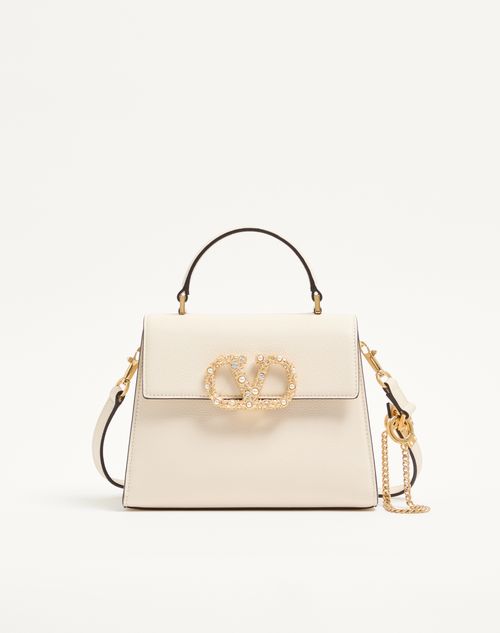 Sac à main Valentino Garavani Vsling petit modèle en cuir de veau grainé avec logo bijou
