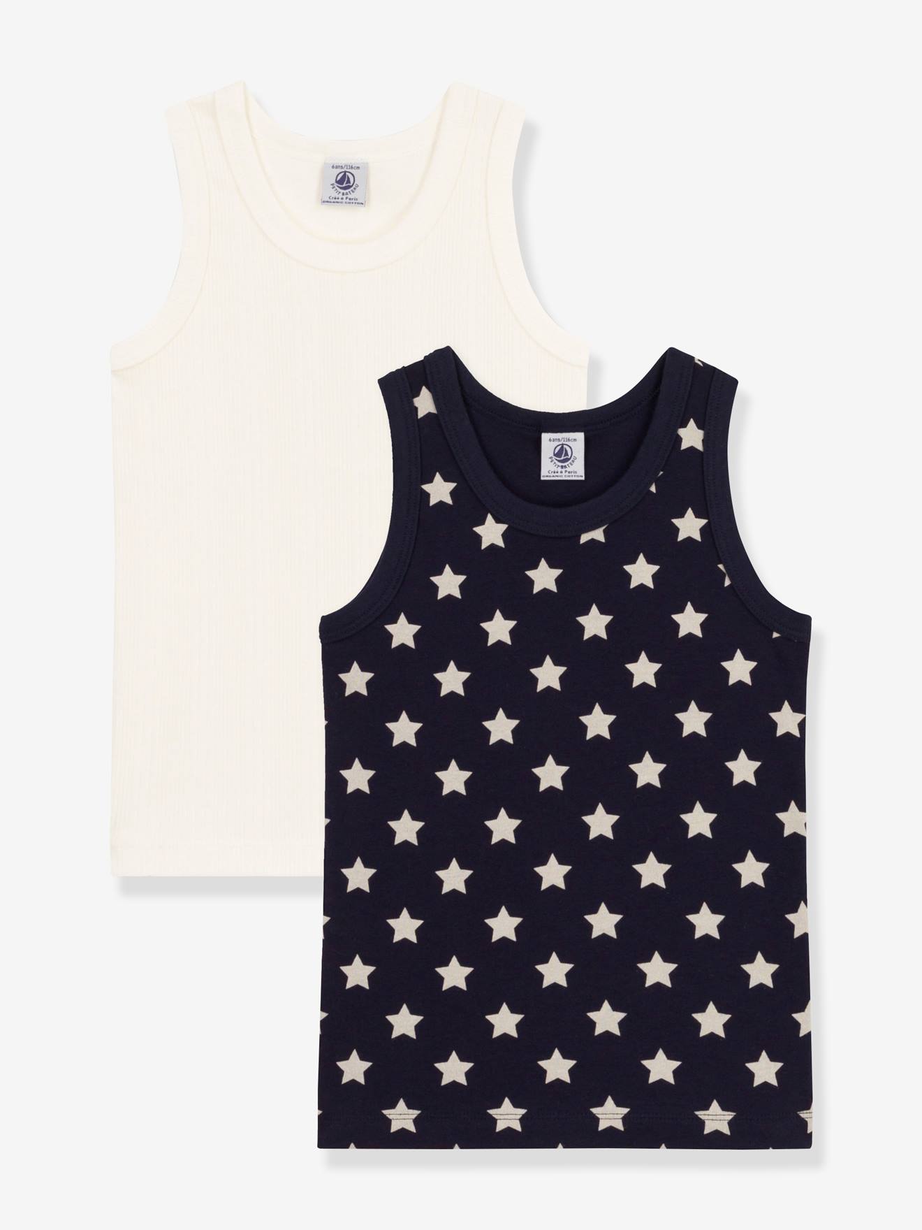 Lot de 2 débardeurs en coton bio PETIT BATEAU blanc