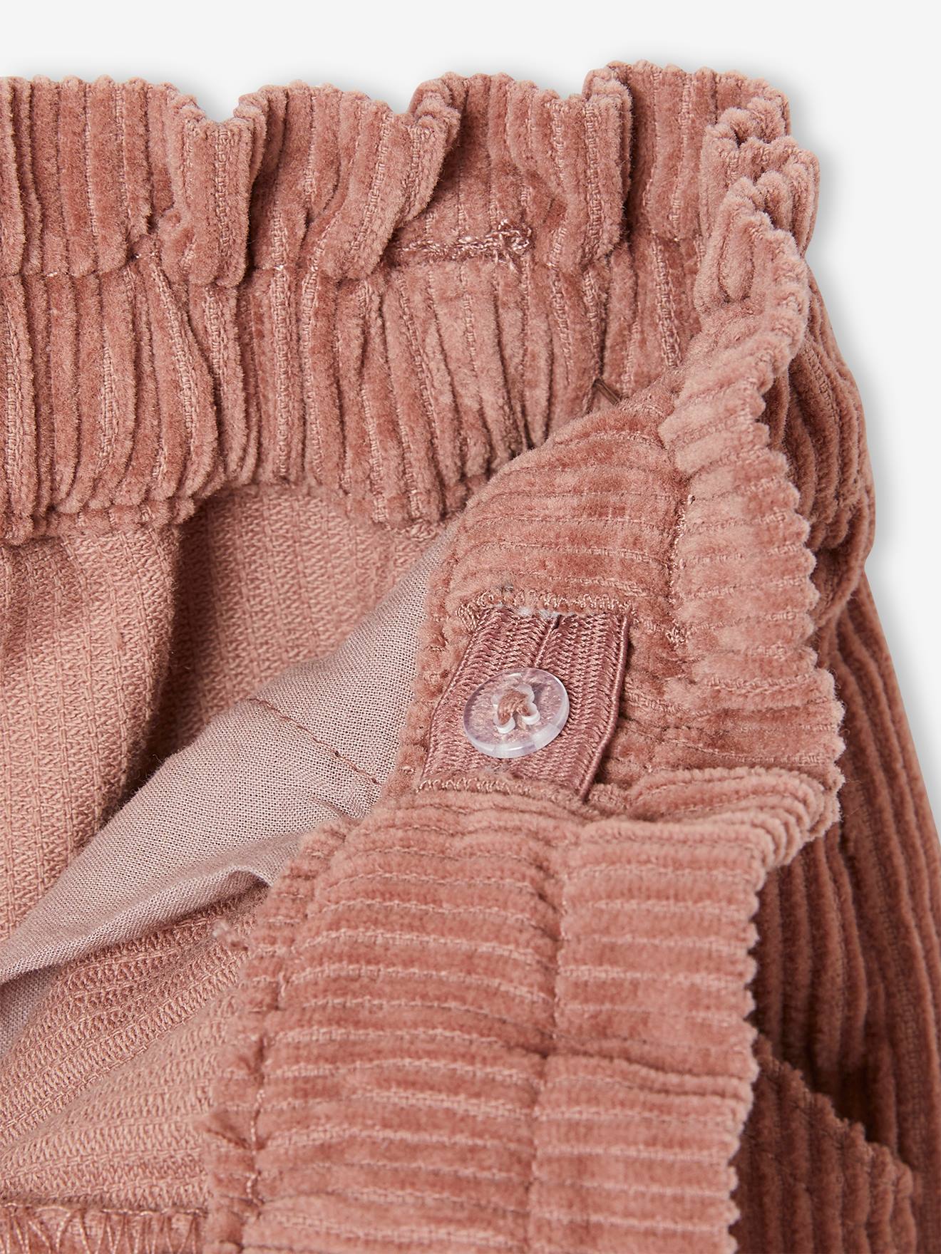 Short paperbag en velours fille camel