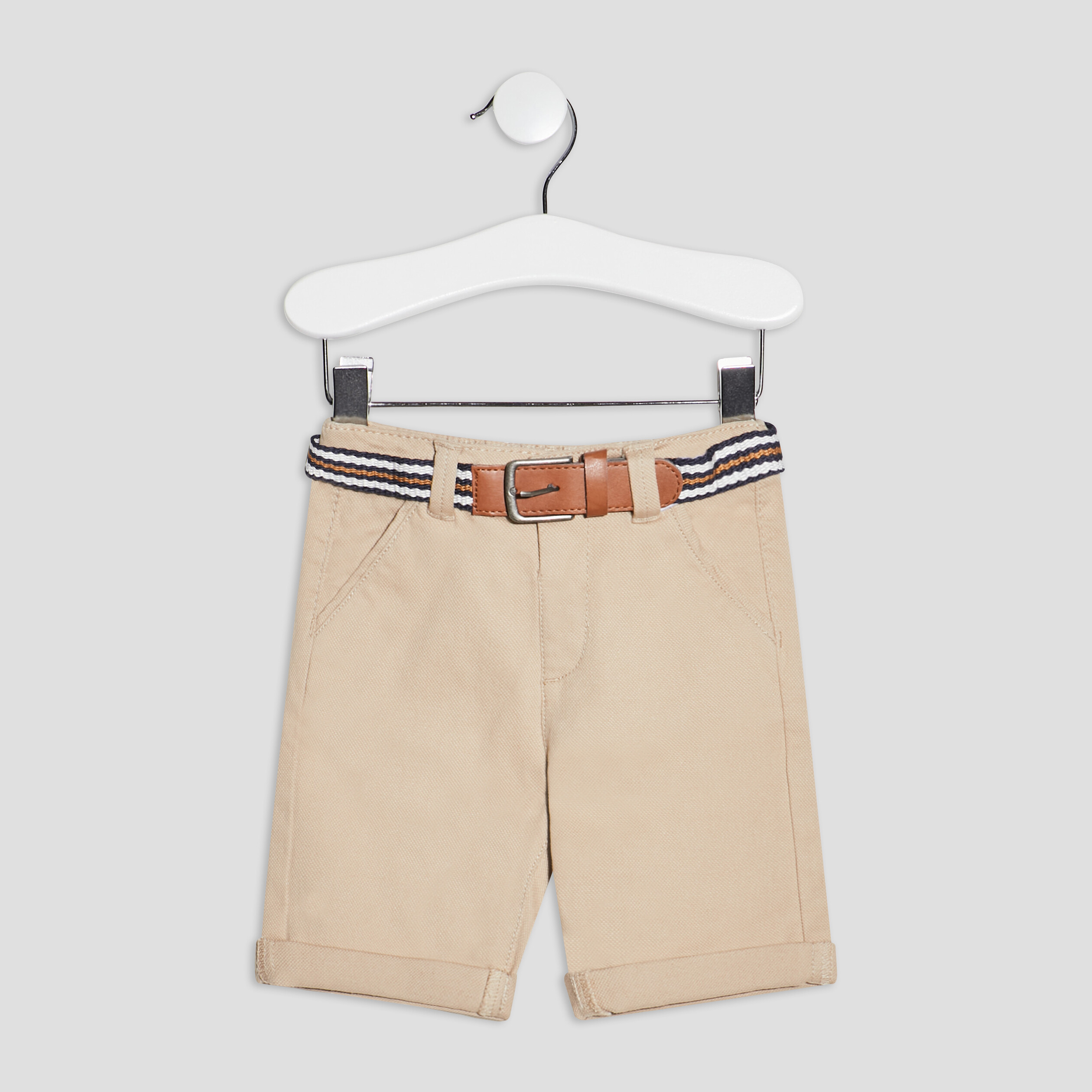 Short droit ceinturé sable bébé garçon | La Halle