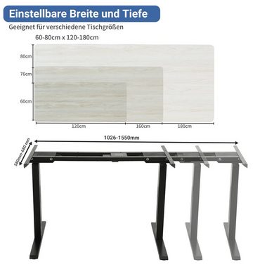 Radlove Tischbein Höhenverstellbarer Schreibtisch Gestell, Tischbeine Metall Tragfähigkeit von 120 kg mit zwei Motoren