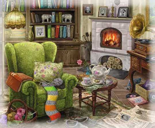 Puzzle 99 Teile - Im Gutshaus - Wohnzimmer