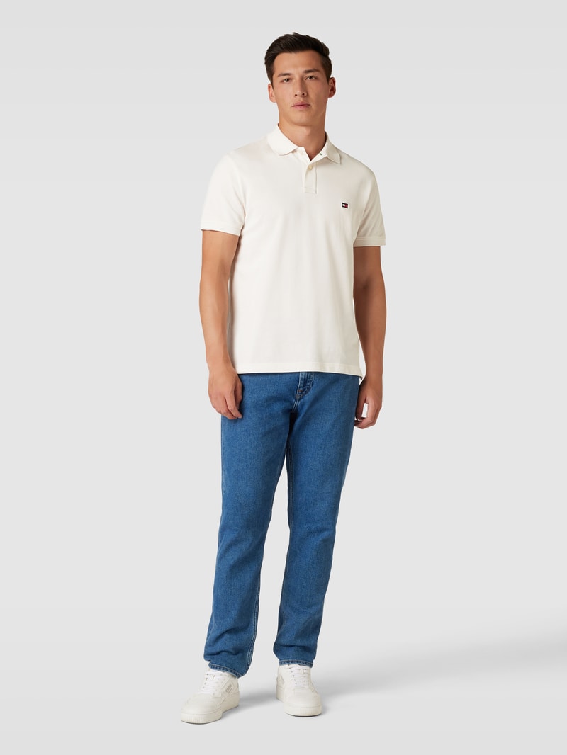 Poloshirt mit Logo-Stitching in weiß