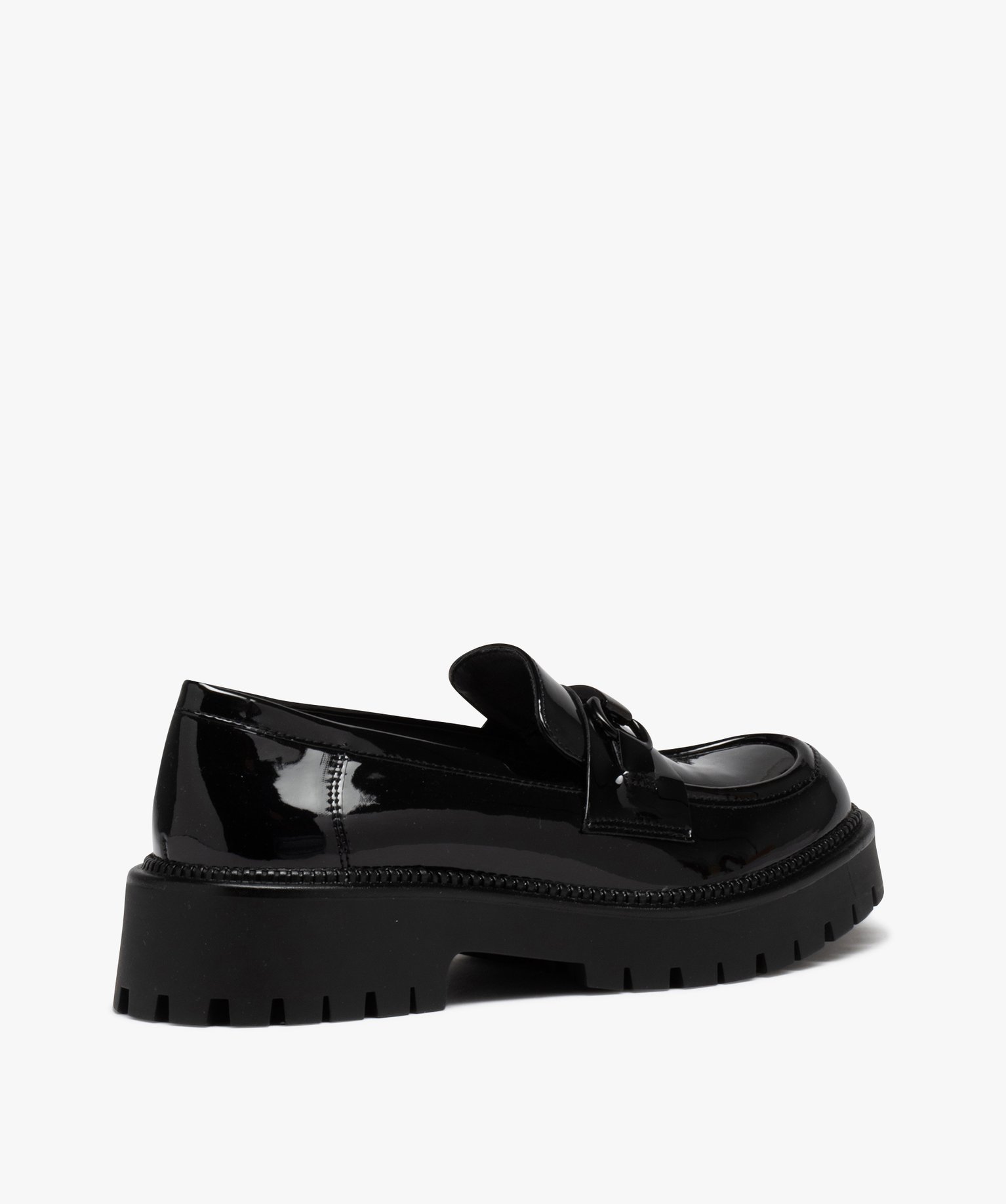 Mocassins femme unis avec dessus vernis et semelle crantée noir | GEMO