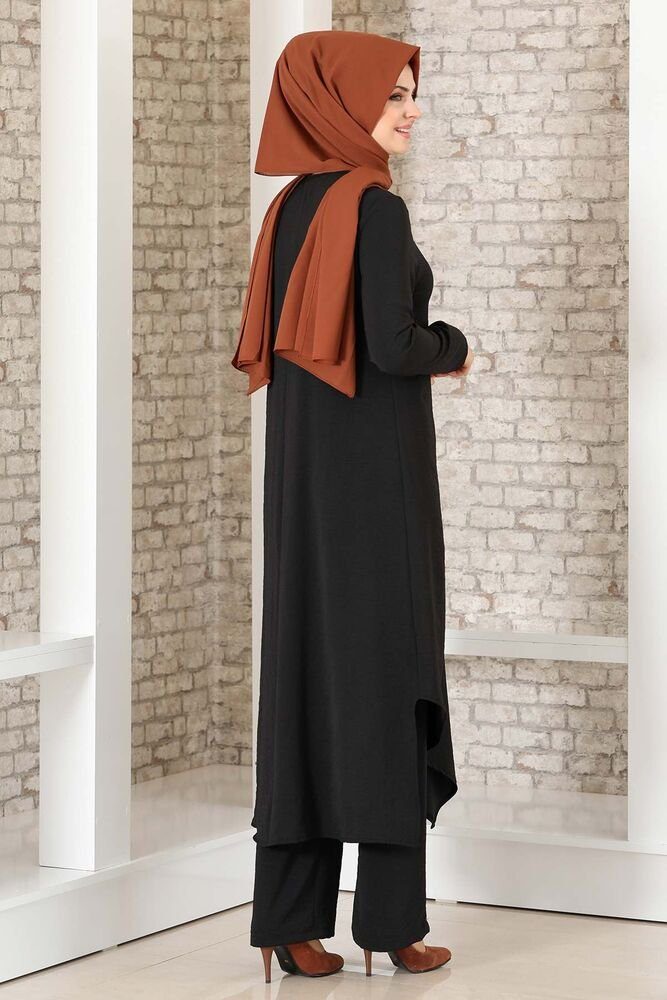 Modavitrini Longtunika Damen Anzug Zweiteiler lange Tunika mit Hose Hijab Kleidung voll bedeckt