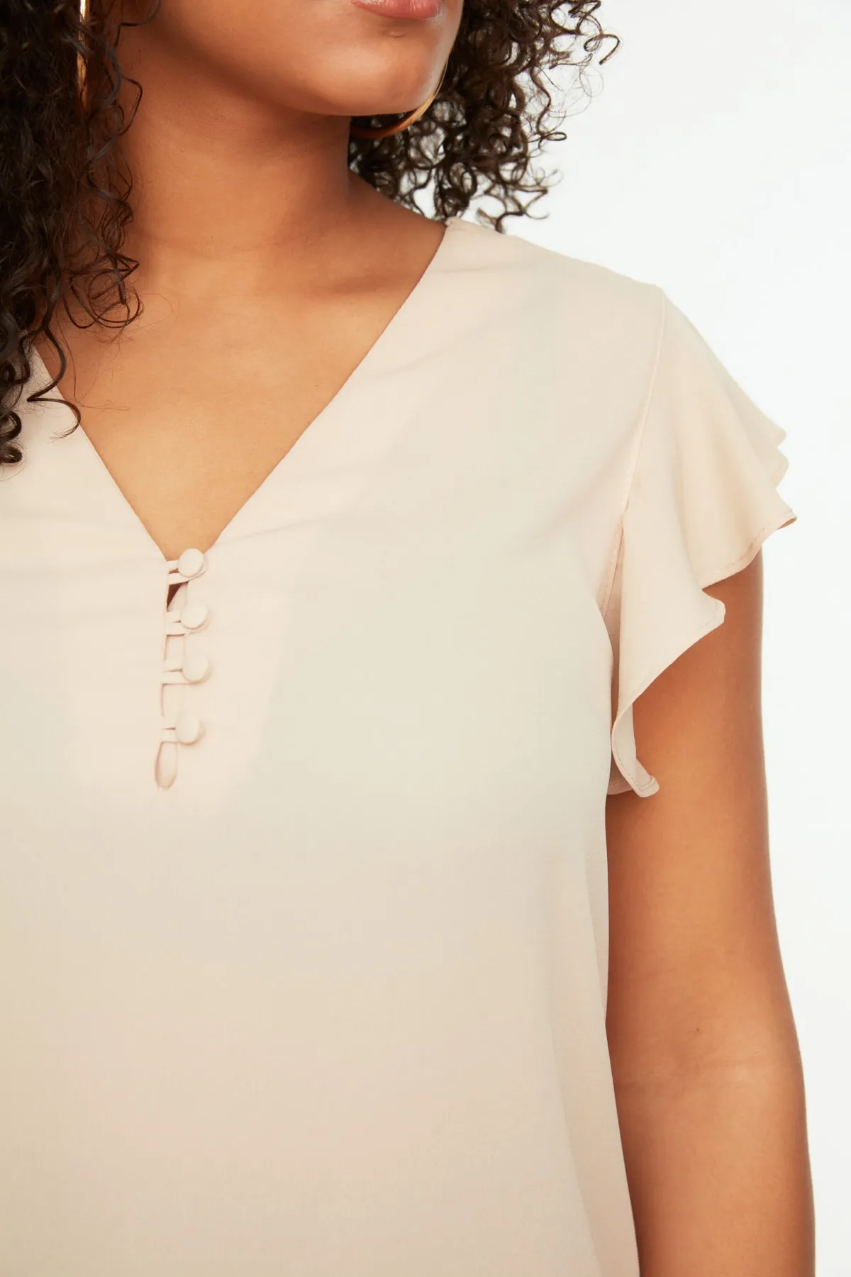 Trendyol Curve  Bluse mit gewebten Knöpfen in Steinoptik TBBSS22BZ0714