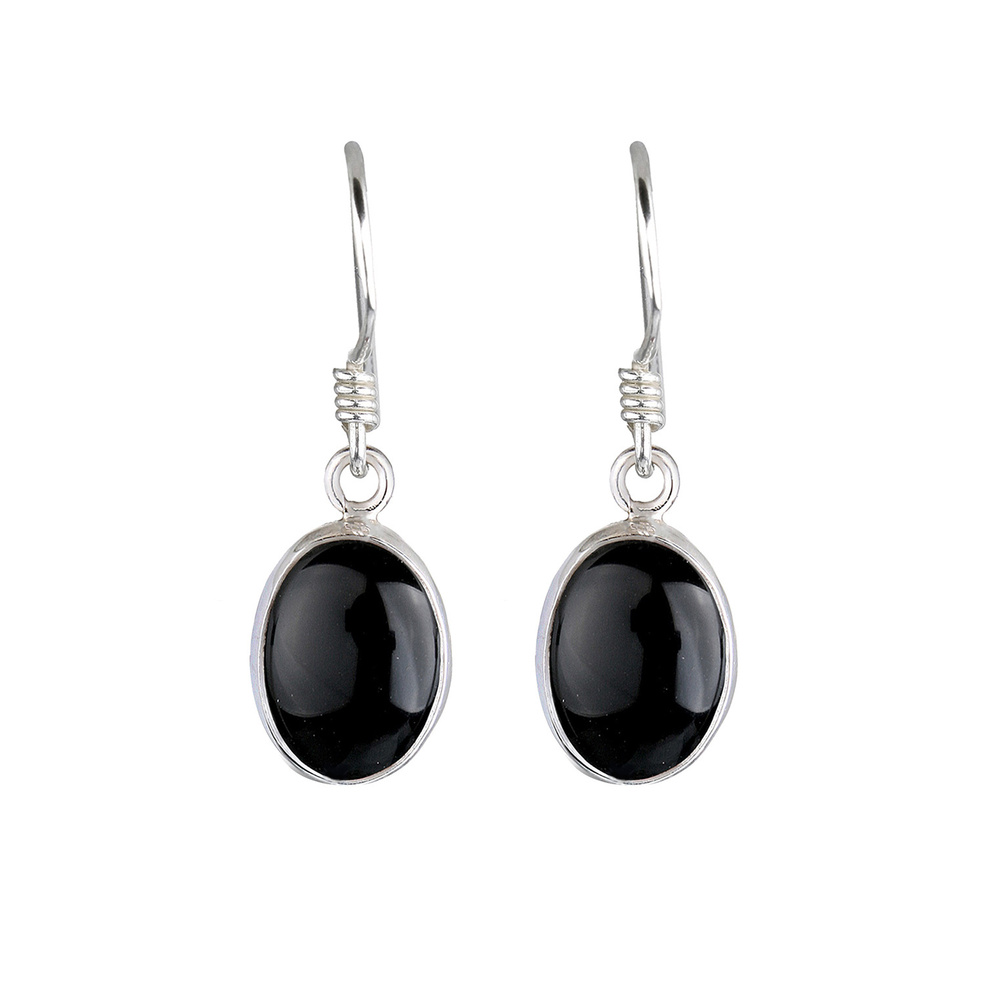 Elli Elli Boucles d'Oreilles Onyx Edelstein 925 Sterling Silber Boucles d'oreilles