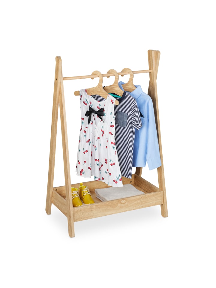 relaxdays Kinder-Kleiderständer in Natur - (B)62 x (H)98,5 x (T)40 cm günstig kaufen onesize