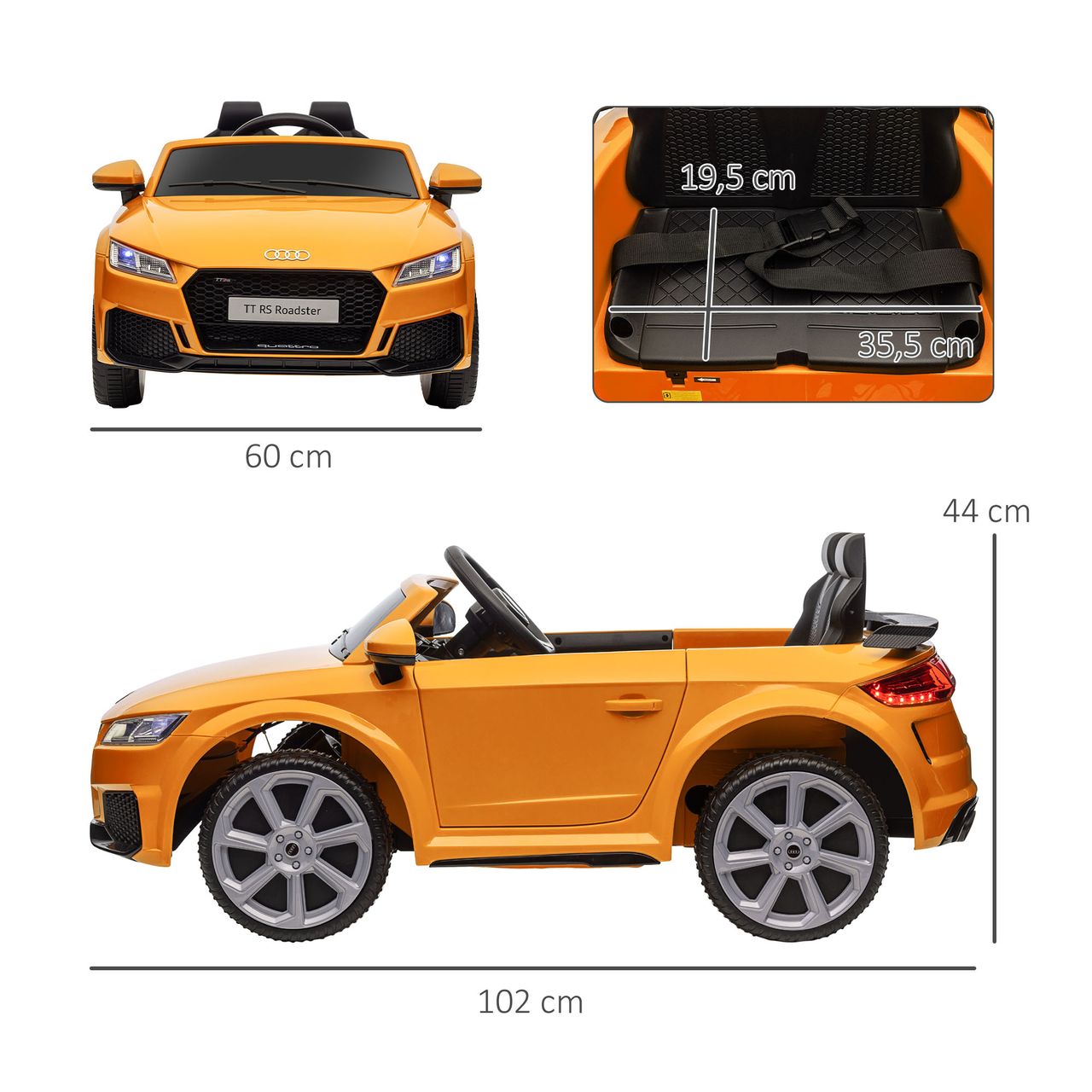 HOMCOM Kinderauto Elektroauto mit Fernbedienung Sicherheitsgurt 3–5 Jahre Gelb
