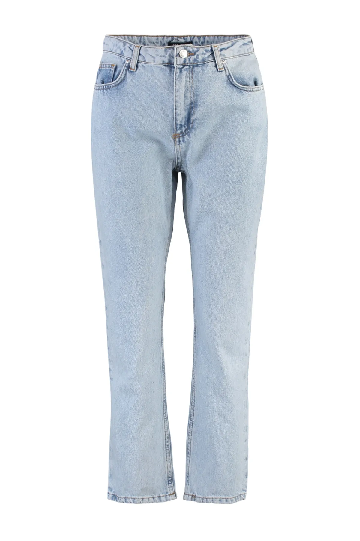 Trendyol Collection  Blaue gerade Jeans mit hoher Taille TWOSS22JE0254