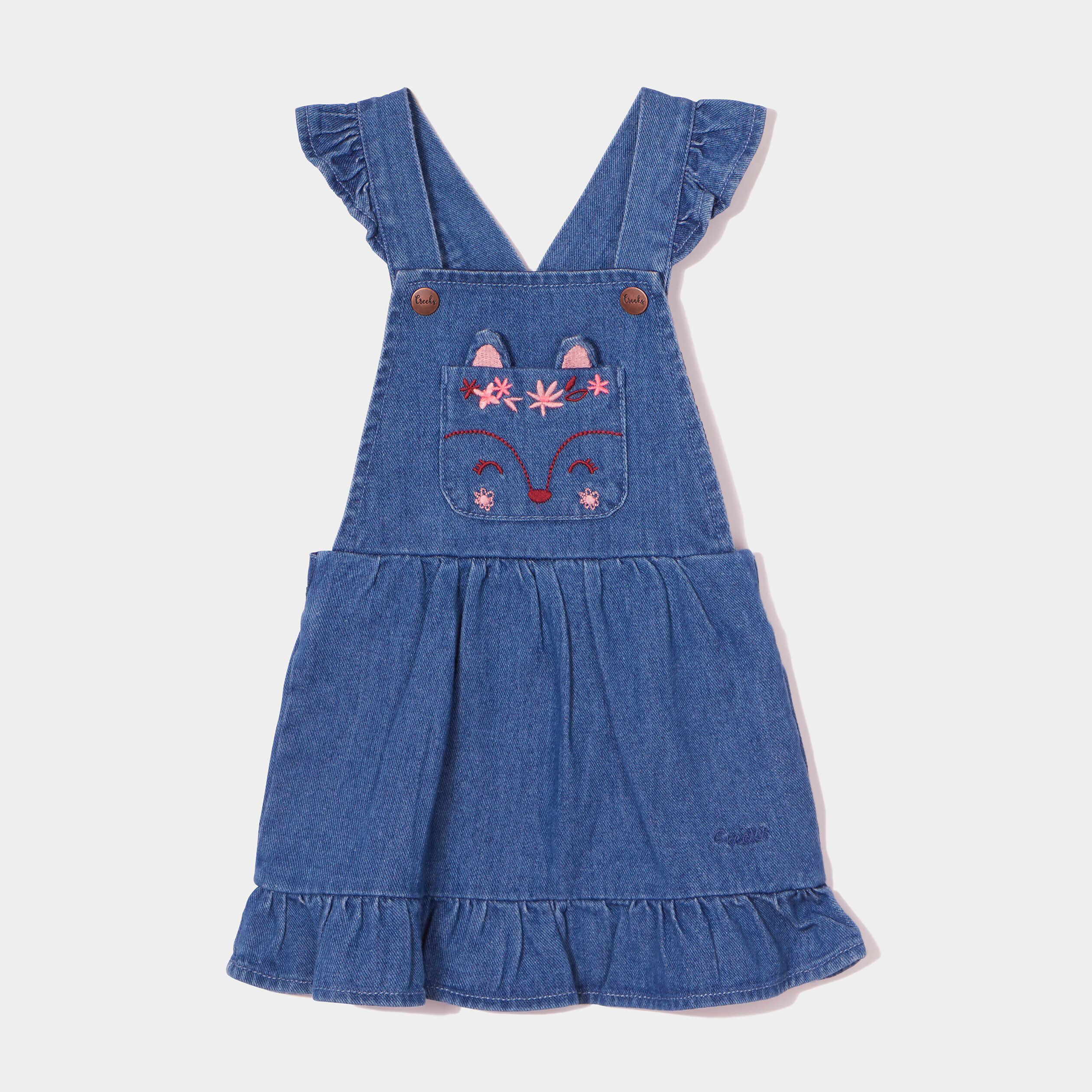 Robe en jean évasée à volants Creeks denim stone bébé fille | La Halle