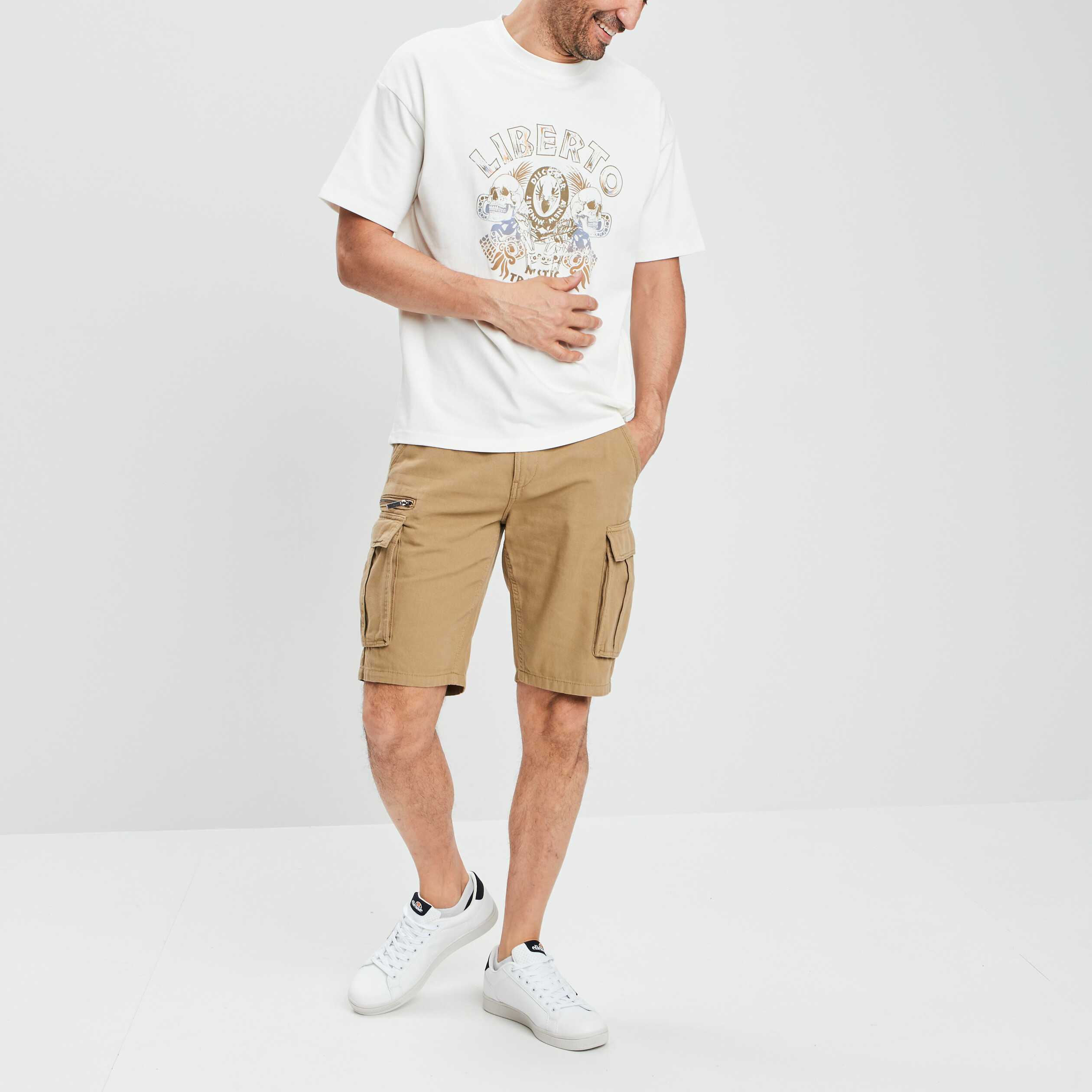 Short cargo à coulisse vert kaki homme | La Halle