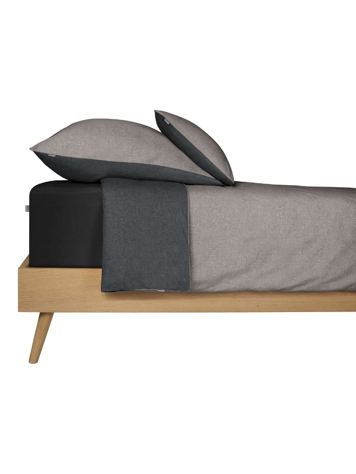 Schiesser 2er-Set: Renforcé-Kissenhüllen in Grau-Schwarz günstig kaufen 40 x 80 cm