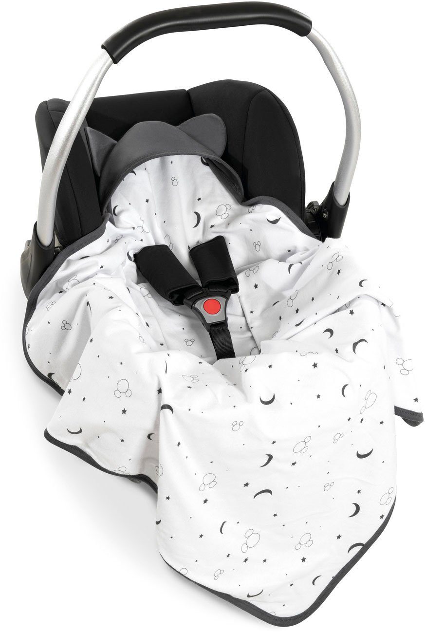 Babydecke Baby Einschlagdecke, Snuggle N Dream Mickey Mouse Anthracite, Hauck, mit Kapuze
