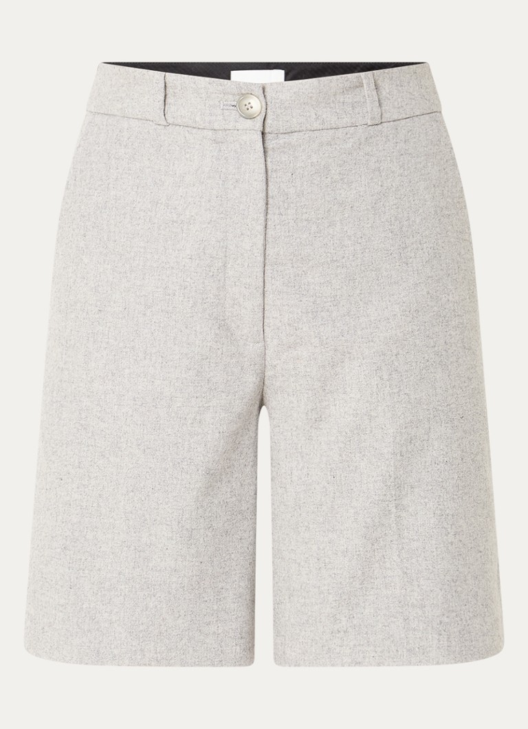 Shorts Claudie Pierlot de cintura alta e corte reto em mistura de lã com estampa variada.