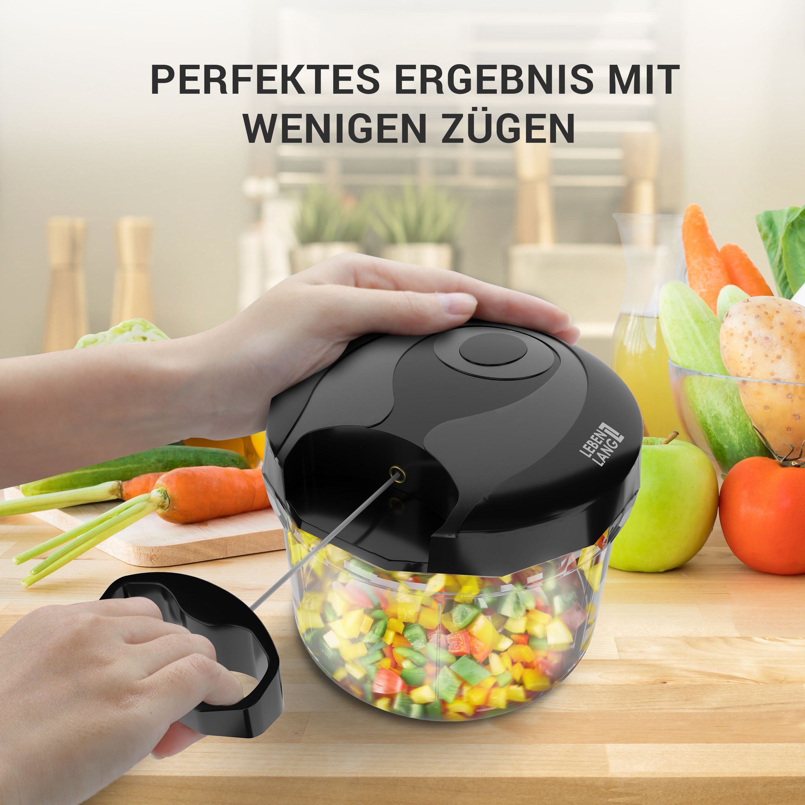 Lebenlang Zerkleinerer Multizerkleinerer Gemüse & Zwiebelschneider manuell -Obst Zerkleinerer, inkl. Schneebesen für Saucen & Rührei nie wieder Augentränen