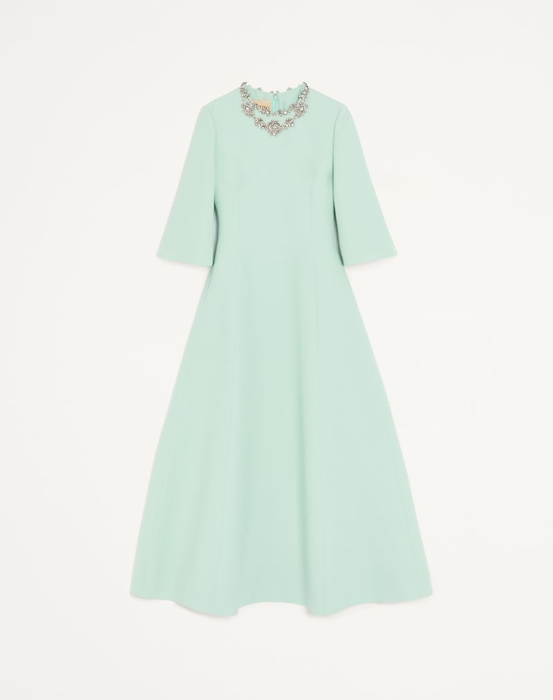 Vestido midi de crepe bordado
