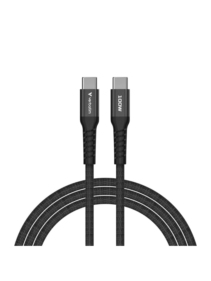 COFI 1453 Verbatim USB-C zu USB-C 1,2m Kabel 100W Schnellladen mit Magnet in Schwarz günstig kaufen 120 cm
