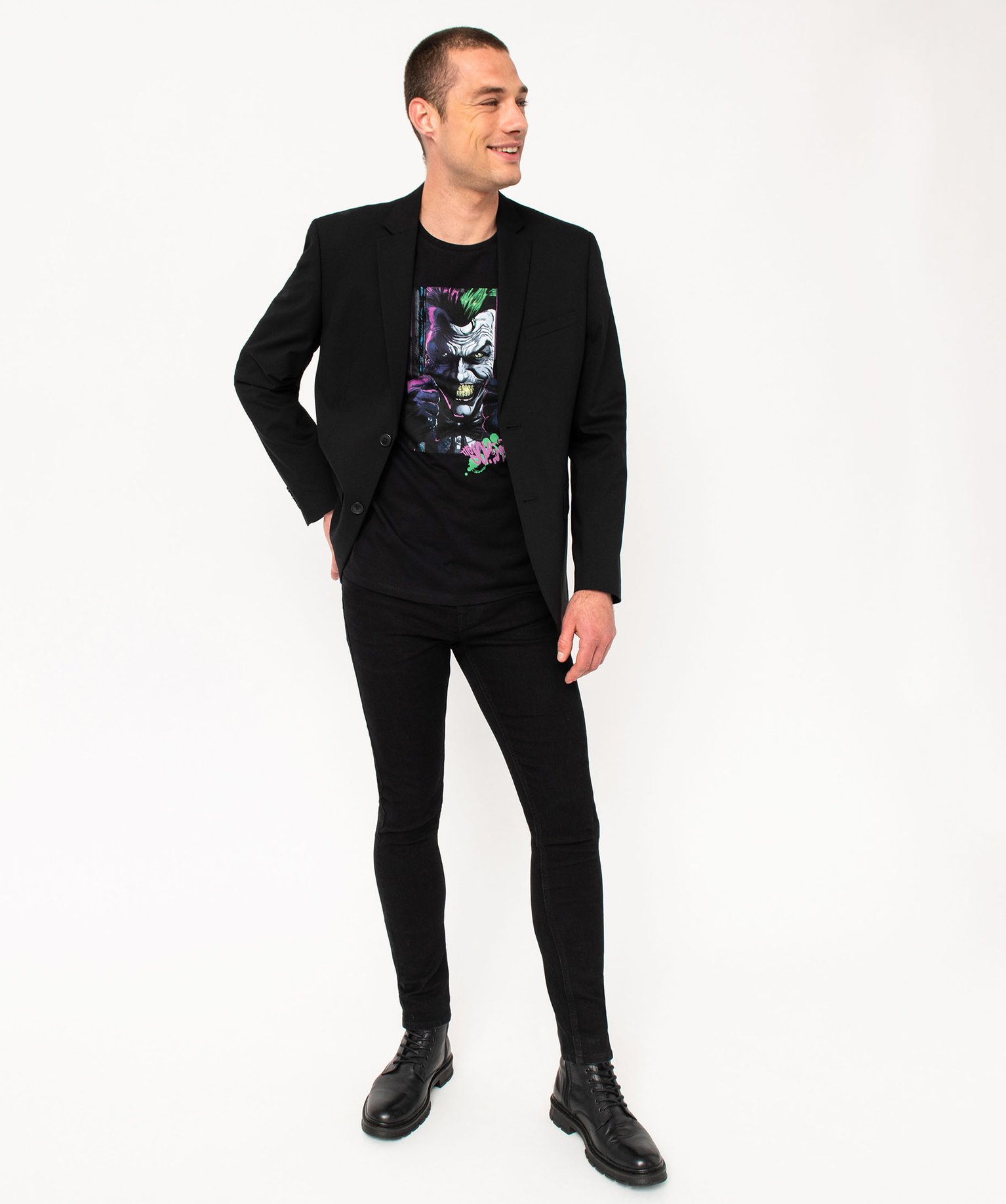 Tee-shirt manches courtes imprimé Le Joker homme - Batman noir | GEMO