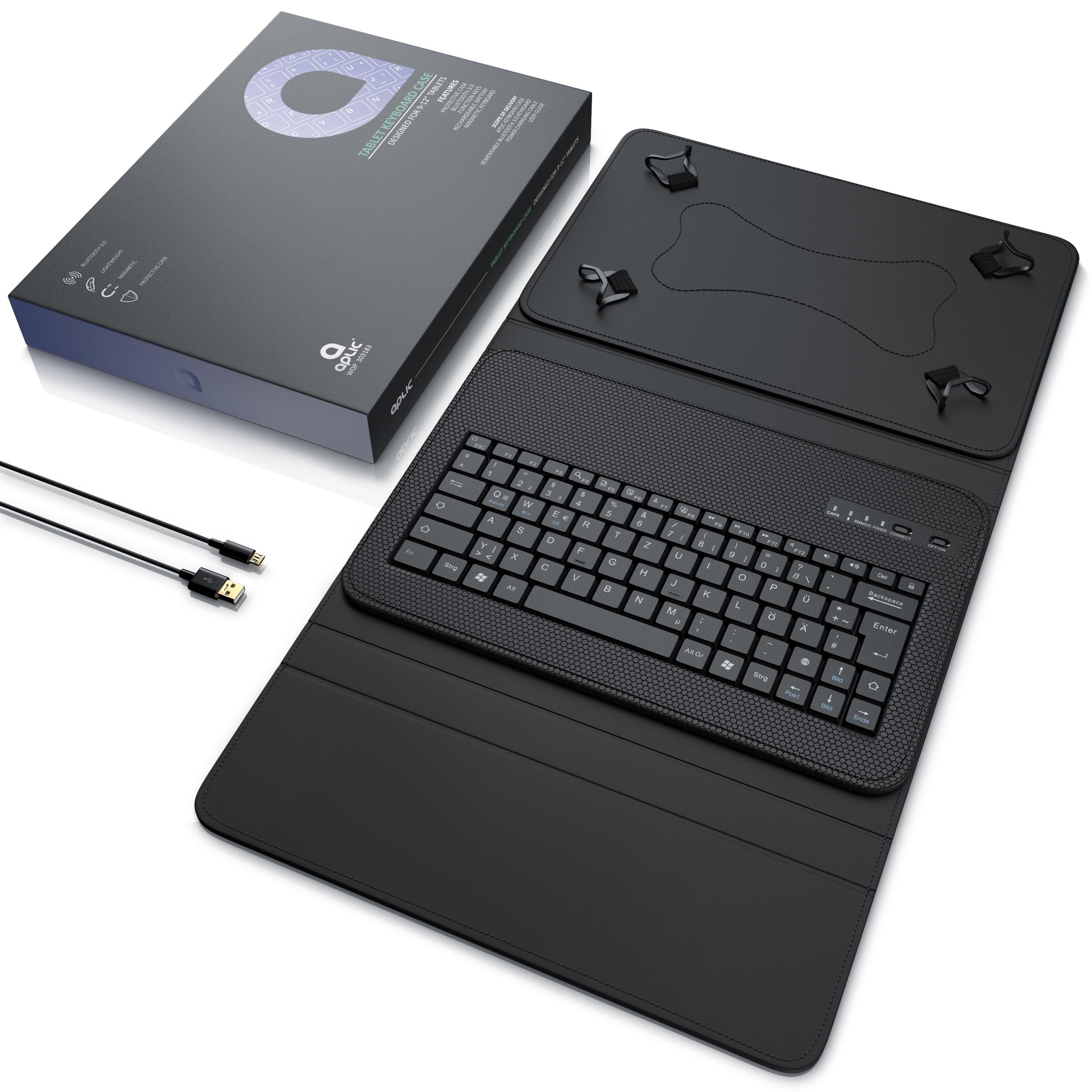 Aplic Tablet-Tastatur (Bluetooth Keyboard mit Kunststoffcase Für 9-12