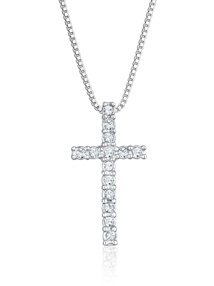 KUZZOI Halskette 925 Sterling Silber Kreuz in Weiß günstig kaufen 60 cm