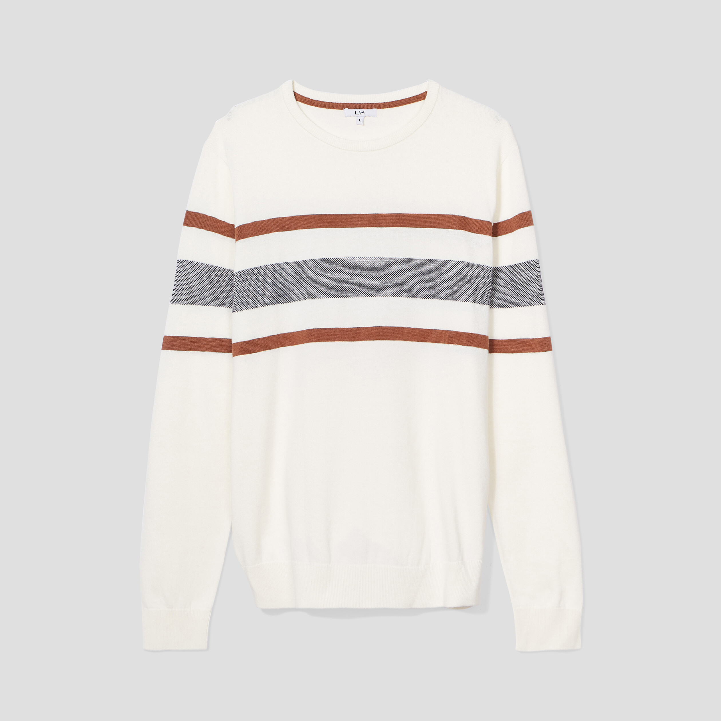 Pull col rond manches longues multicolore homme | La Halle