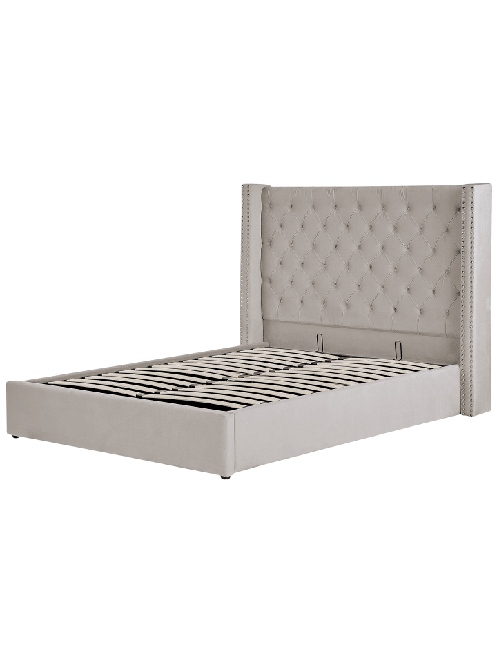 Beliani Doppelbett LUBBON in Grau - (W) 190 x (H) 144 x (L) 217 cm günstig kaufen onesize