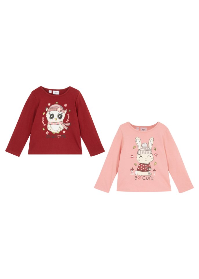 Mädchen Langarmshirt (2er-Pack) aus Bio-Baumwolle